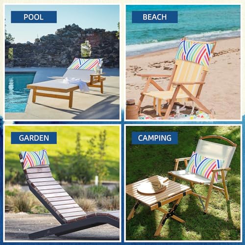 Outdoor Lounge Pillow Set of 2, Waterproof with Adjustable Strap, Yellow Blue Flower G79434