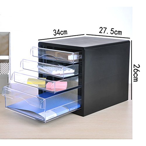 Plastic Desktop File Cabinet with Drawer for A4 Documents, Gray A58769