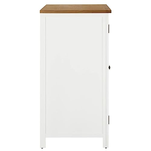 Solid Oak Wood Wardrobe with Hanging Rod and Drawers N672551