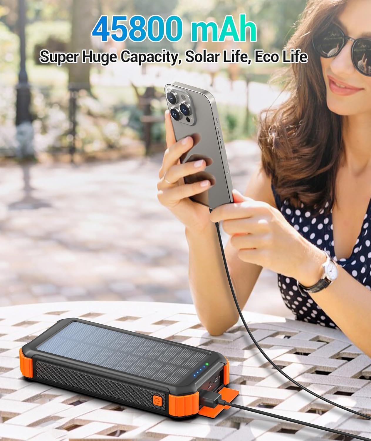 Solar Charger Power Bank 45800mAh Portable USB-C Fast Charging T65741