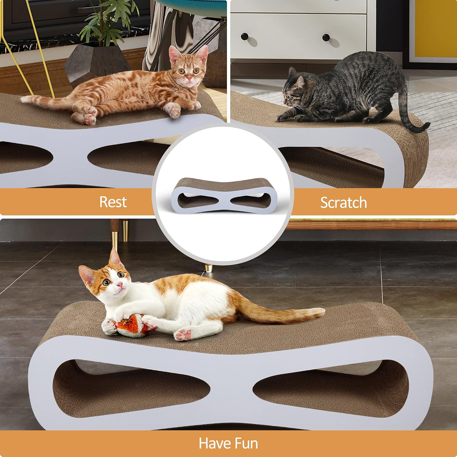 Cat Scratcher Lounge Cardboard Bed for Indoor Cats Kittens D94913