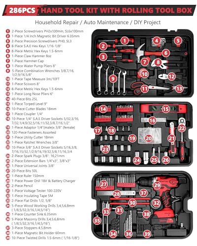 325 Piece Home Repair Tool Kit with Toolbox Storage Case Q5009