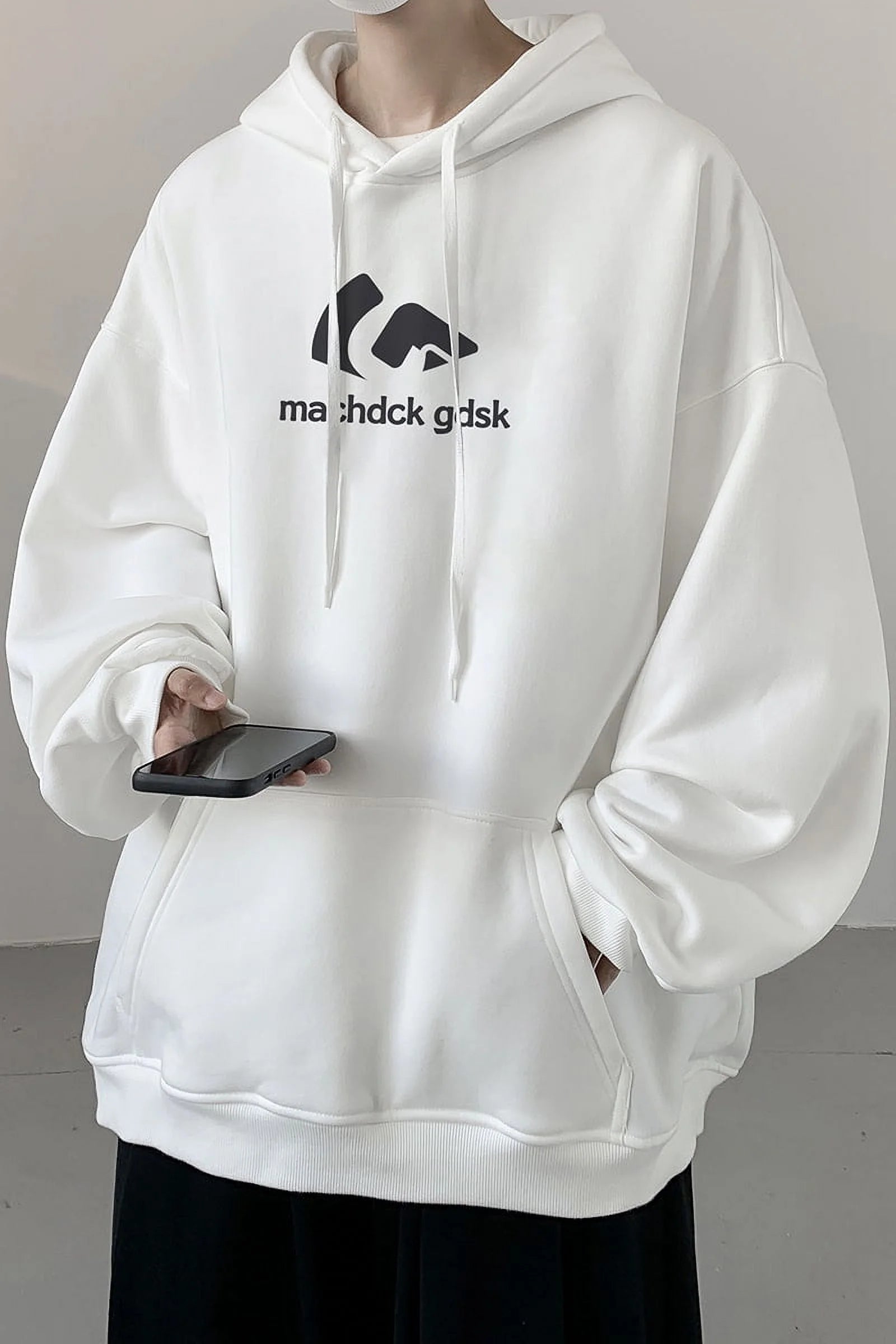Hip Hop Hooded Sweatshirt Men's Loose Casual Jacket Black C99184