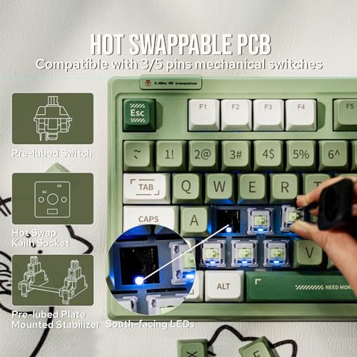 97 Keys Gasket Mechanical Keyboard with Customizable Display Screen, Knob, Hot Swappable U577