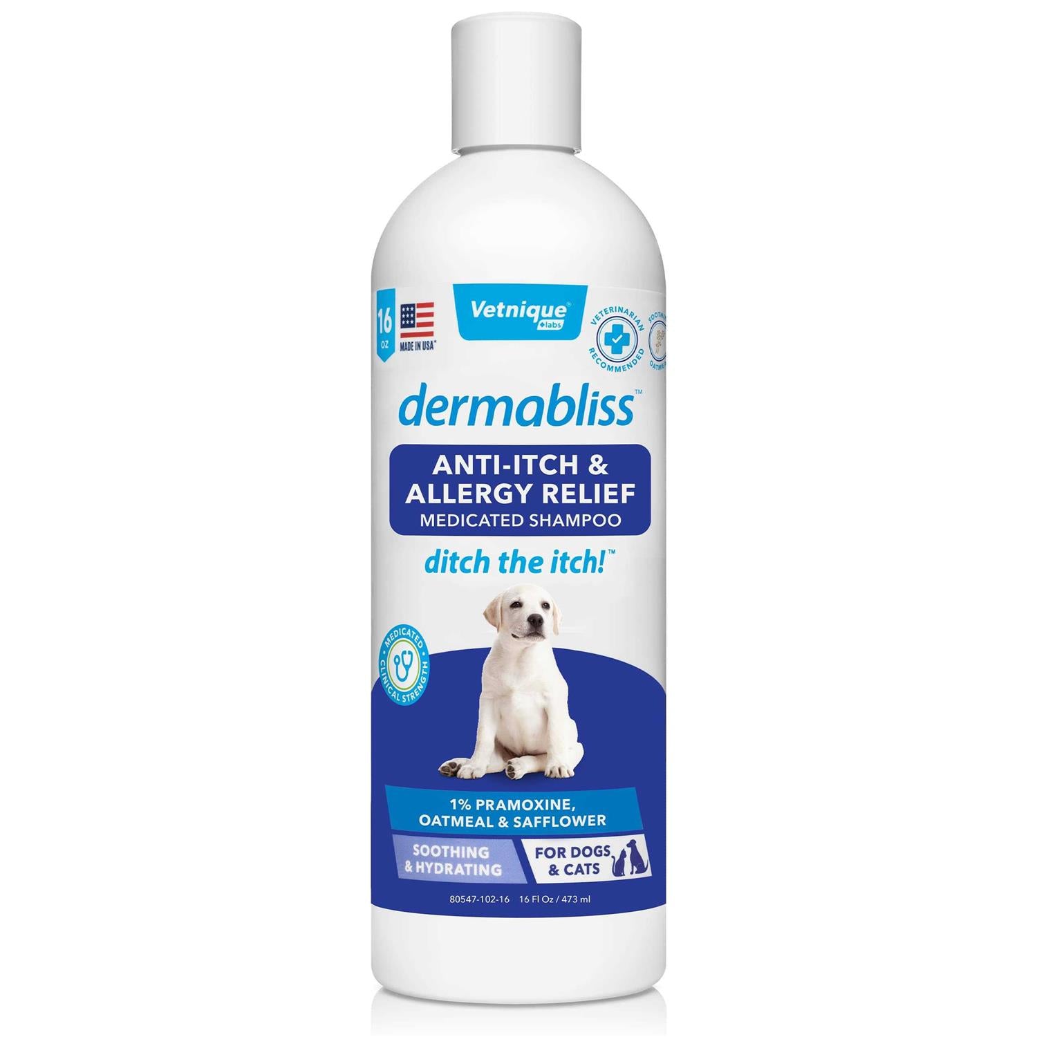Dermabliss Anti-Itch &amp; Allergy Relief Medicated Shampoo 16oz - Pet Supplies online store
