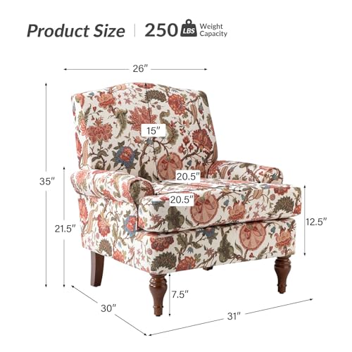 Modern Upholstered Accent Chair with Retro Wood Legs and Removable Cushion V632